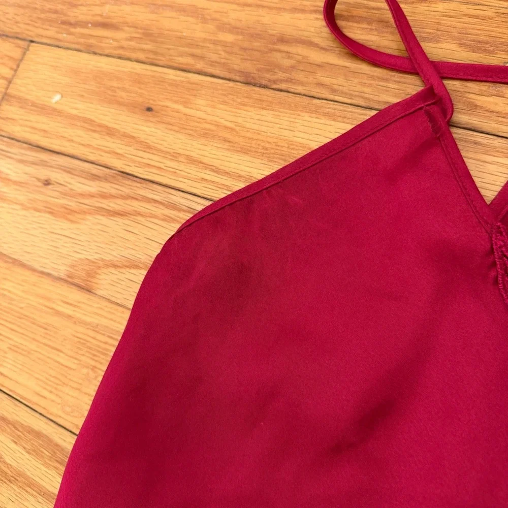 Vntg Intimate Affair Red Satin Lace Trim Nightgown‎ Slip Dress L: Boho, 90's